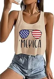 [SODSHY] Women's Plus Size Tops USA Shirt Memorial Day Red White and Blue Patriotic Shirts American Flag Graphic Tank Tops, S3-apricot-3, 3X-Large
