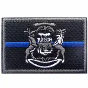 VELCRO® BRAND Fastener Morale HOOK PATCH State Of Michigan BLUE LINE 3x2"