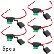 5-Set Inline Standard Blade Fuse Holder Splash Proof DC 12V 30A 14AWG Fuses