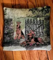 Airedale Terrier Dog tapestry pillow by Golden Horn Creations new