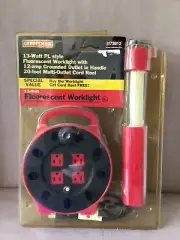 NOS CRAFTSMAN 3473912 Multi Outlet 20’ Cord REEL 13 Watt Fluorescent WORK LIGHT