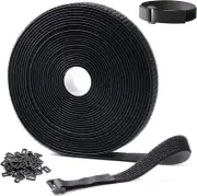 10M X 2CM Reusable Cable Ties, Adjustable Hook and Loop Straps with 50 Buckles,
