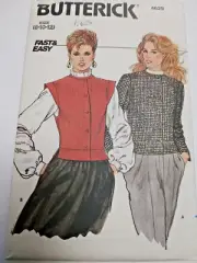 Jacket Vest 8 10 12 Butterick 4629 Sewing Pattern UC VTG 80s Fast Easy Button Up