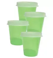 New Tupperware 2oz Midgets Set of 4 Green Sheer with Frosted Clear Lids