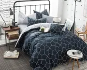 Dominic Super King Size Bed Quilt Doona Duvet Cover & Pillow Cases Set Blue