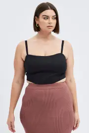 Black Corset Top Sleeveless Crop