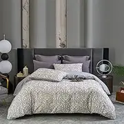 100% Cotton Cut Flower Craft Floral Patchwork Grey Quilt Doona Duvet Cover Set (Single)