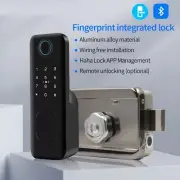 Electronic Fingerprint Lock Metal Key IC Card Unlock App Code Digital Door Kit
