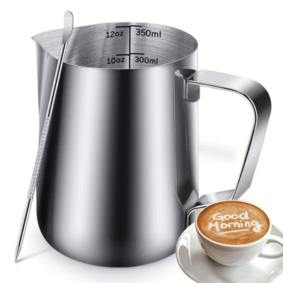 12oz Milk Frothing Pitcher Stainless Steel Espresso Latte Cup Steaming Pitche...
