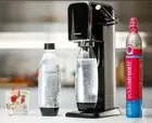 SodaStream Art Sparkling Water Maker (Black) w/ Fizz & Go Stainless Steel Bottle