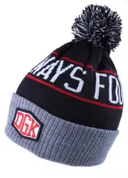 Dirty Ghetto Kids DGK Black Red Grey Always Four-20 Four-Twenty Pom Beanie Hat