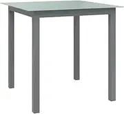 Light Grey Outdoor Dining Table 80x80 cm, Glass Top, Metal Patio Table for Outside, Garden, Kitchen, Aluminium Frame