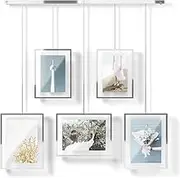 Umbra Exhibit Picture Frame Gallery Set Adjustable Collage Display for 5 Photos, Prints, Artwork & More (Holds Two 4 x 6 inch and Three 5 x 7 inch Images), Normal, Chrome