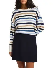[Marcs] Snowfall Stripe Knit Jumper in Blue Stripe