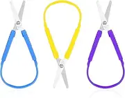 3 Pack Loop Scissors Adaptive Scissors Colorful Looped Grip Scissors Right and Lefty Support Self-Opening Safety Scissors for Kids Children Teens Adults Special Needs