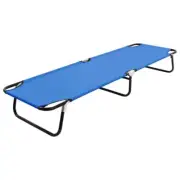 Folding Sun Lounger Steel Frame Outdoor Camping Garden Beach Deck Pool Sunbed