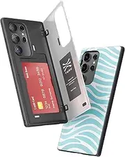 [TORU] CX Hybrid for Samsung Galaxy S23 Ultra Wallet Case | Dual Layer Slim Protective Hard Cover with Hidden 2-Credit Card Slot Holder - Ocean Waves Pattern