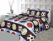 Golden Linens Full 4 Pieces Fitted Flat Sheet, 2 Pillow Cases Set Bedding Sports