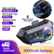 Motorcycle Helmet Headset Bluetooth 5.3 Voice Contro Motorcycle Wireless Headset