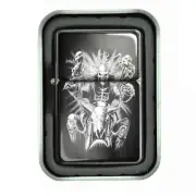 Windproof Refillable Oil Lighter with Tin Box Skull Design-007