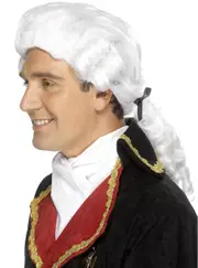 Colonial Mens Curly White Costume Wig