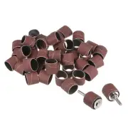 50 Pcs 1 Inch Sanding Sleeves Set 60 Grit with 2 Pcs 1/4 Inch Mandrels