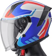 GMS-Moto Vectus Graphic, open face helmet , color: Matt Blue/White/Red , size: M