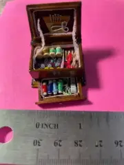 Mini 1:12 Scale Sewing Chest w/ drawer & Sewing Accessories dollhouse ~ New