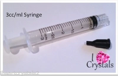 3cc 3ml syringe x 6 Luer Lock cap Glue Rhinestone Adhesive Crystals Flatbacks