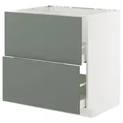 METOD / MAXIMERA base cab f sink+2 fronts/2 drawers, white/Nickebo matt grey-green, 80x60x80 cm