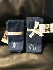 Rae Dunn Fingertip Towels Bath 12x18" blue wash & dry two sets for $28.99