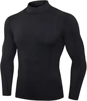 [Abigprofit] High Collar Thermal Underwear for Men Thermo Shirt Quick Dry Compressed Underwear Black XL