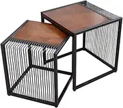Set of 2 Modern Nesting Tables, Tea Table, Sofa Tables, Wood Coffee Tables, Metal Frame Pedestal Tables/B Feito na China Comfortable Anniversary