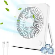 Hianjoo Mini Desk Fan, Personal USB Powered (No Battery) Portable Desktop Table Mini Cooling Fan 3 Speeds Angle Adjustable Quiet Strong Wind Small Travel Fan for Home Bedroom Office Car, White