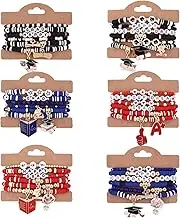 Cooluckday 36 Pcs Holiday Bracelets for Women Teen Girls Gifts Easter Mother's Day Christmas St. Patrick's Day Mardi Gras Bracelets Stackable Stretch Friendship Bracelets Set