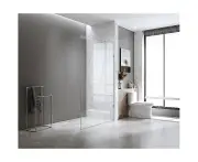 90x200cm Single Shower Glass Screen with Gold U-brackets & Square Pole