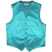 New Men's Tuxedo Vest Waistcoat Horizontal Stripes formal wedding Turquoise blue