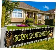 Large Banner Congrats Congratulation Black Banner, Birthday, Congratulations