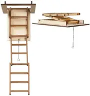 Dolls House Pull Down Attic Ladder with Treads Folding Loft Stairs & Hatch Door