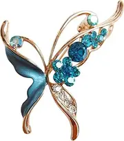 [Navachi] 18k Gold Plated Enamel Crystal Butterfly Brooch Pins