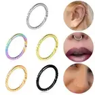 Stainless Steel Nose Hoop Round Shaped Nose Ornament Elegant Twist Hinged Rings