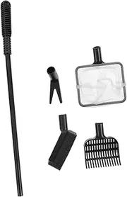 PENIKOKO 1 Set Fish Tank Cleaning Brush Aquarium Corner Tools with Long Handle Gravel Rake Cleaning Net Replaceable Brush Head for Easy Maintenance and Stubborn Stain Removal