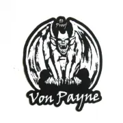 Von Payne Black Whiskey Sticker Vampire Teeth Black and White Logo