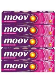 Moov Fast Pain Relief Cream 100% Ayurvedic Formula Nilgiri Oil- 50g (Pack of 5)