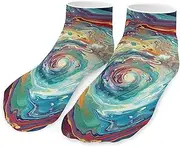 [QMNVBDS] Colorful Abstract Swirls Socks Ankle Length Socks Casual Short Socks for Women Men Low Cut Sports Socks Running Socks No Show Socks Ankle Socks Athletic Socks Workout Socks, Style, One Size