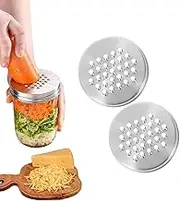 Mason Jar Grater Lid with Cheese Grating Function, Reusable Canning Covers, 2-Piece Set (70mm)