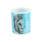 LMD Dots By Donna Leo The Lion Glass Candle 45hr Burn Time Home Decor Blue