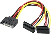 15Pin SATA Male to 2 Female Straight Elbow SATA 15Pin Power Hard Disk Splitter Connector Power Cord Suitable for Hard Disk Drive(Elbow)