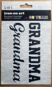 SEI Iron-On Art Flocked Transfer – GO TEAM - GRANDMA - 1 sheet