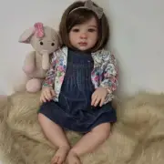 28" Already Assembled Reborn Baby Doll Vinyl Toddler Girl Rooted Short Hair Gift